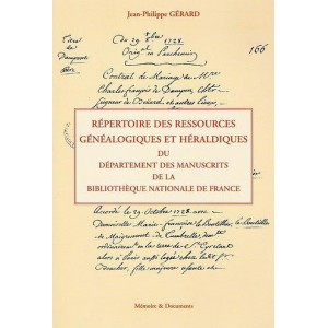 R&eacute;pertoire des ressources g&eacute;n&eacute;alogiques et h&eacute;raldiques du d&eacute;partements des manuscrits de la BNF